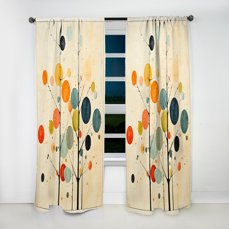 Rideau abstrait obscurcissant minimaliste beige Mid Century, L 52 po x L 95 po