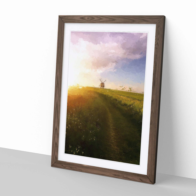 Windmill upon a Hill in Warwickshire in Abstract - Framed Print, Walnut, 91cm H x 60cm W x 2cm D