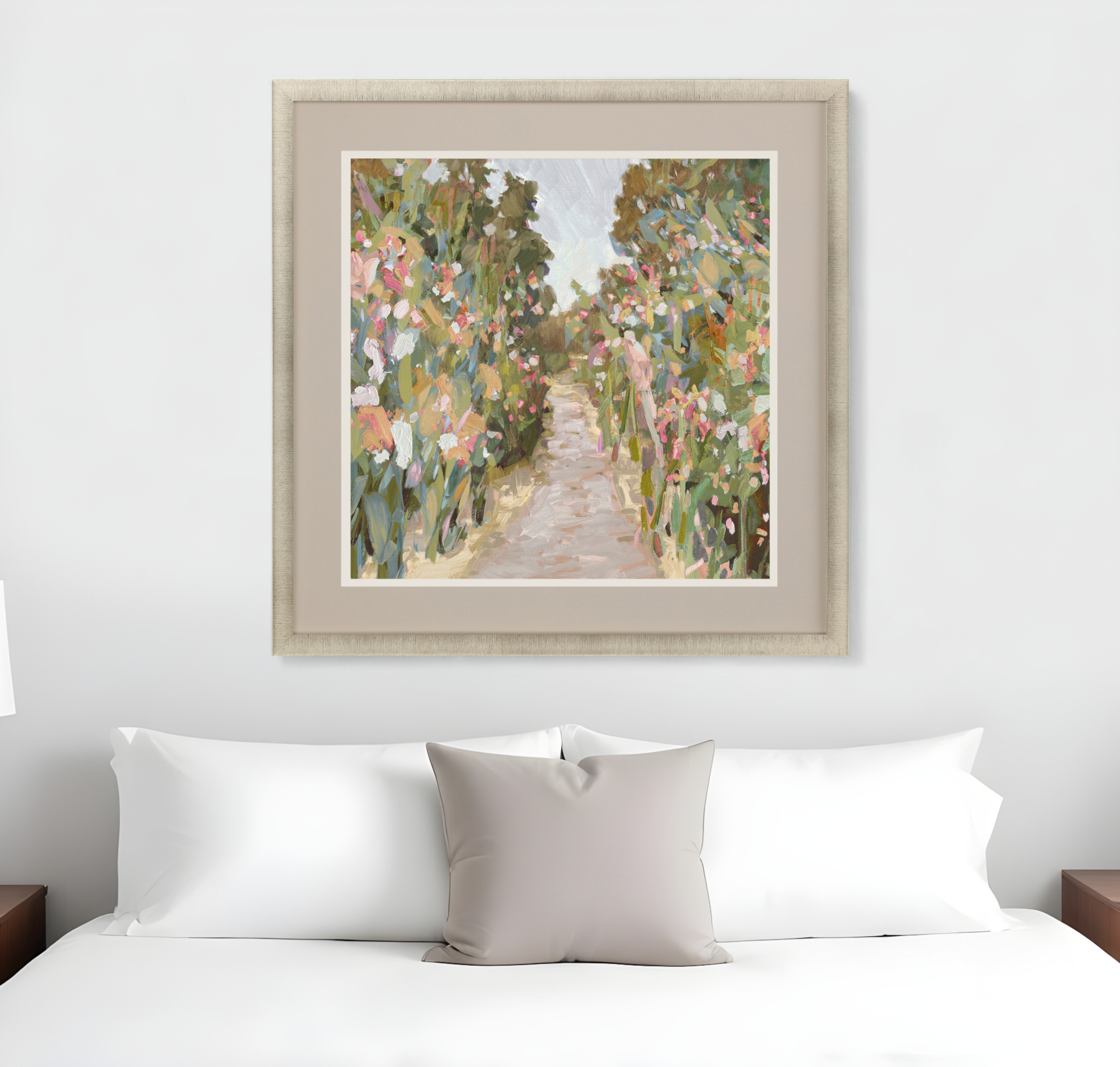 HomeRoots Garden Delight Path Gold Framed Print Wall Art | Wayfair