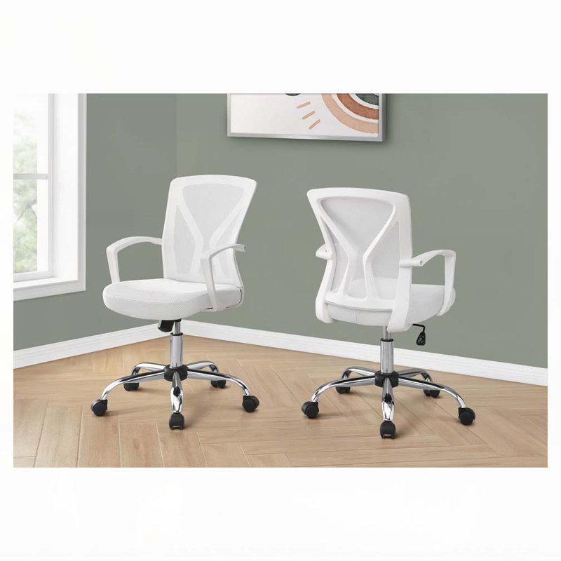 Office Chair,Adjustable Height,Swivel,Ergonomic,Armrests,Computer Desk,Work,Contemporary,, White