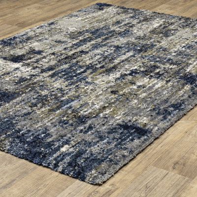 Tapis abstrait gris / bleu sarcelle Sven