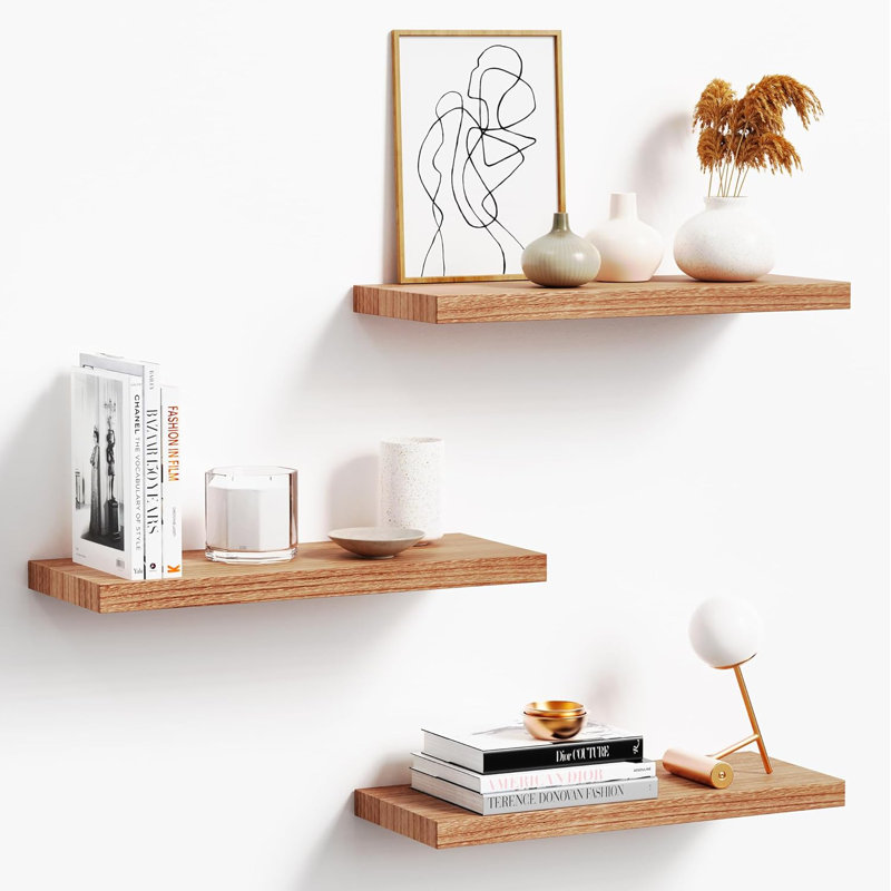 Maiken 3 Piece Floating Shelf, 1" H x 16" W x 6.7" D, Black