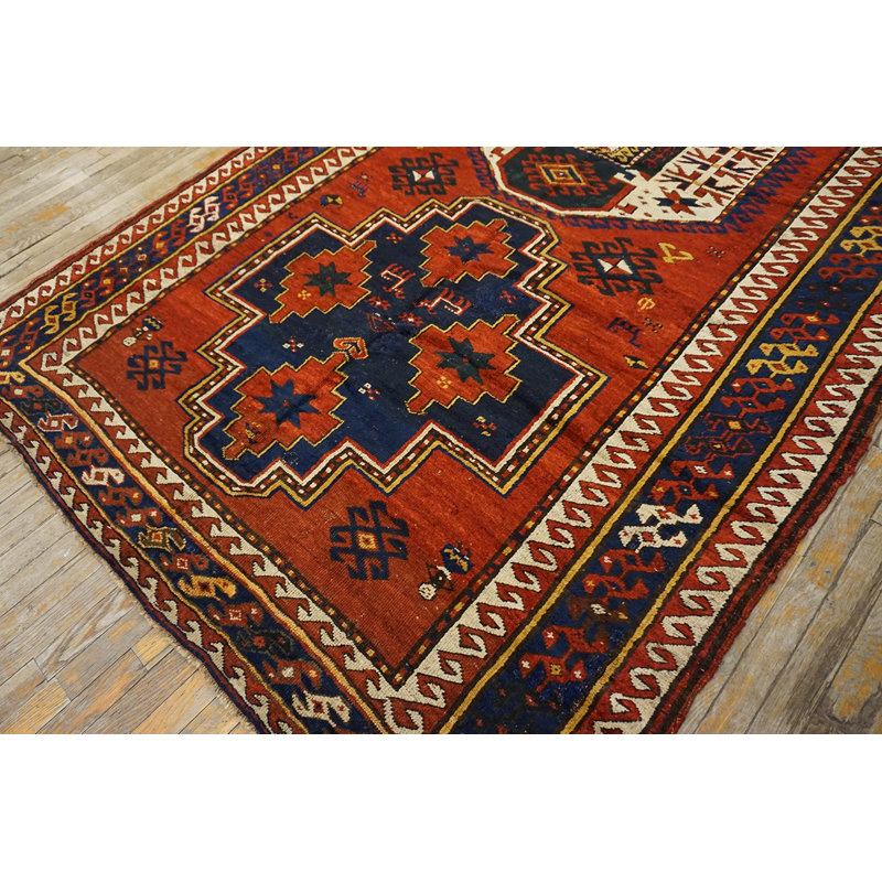 Bold Red Antique Tribal Geometric Late 19th Century Caucasian Lori Pambak Rug