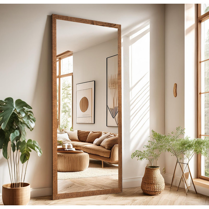 Miroir en bois franc Ebark Designs Ebark - chêne rouge 2 po, 75 po x 30 po, Miel