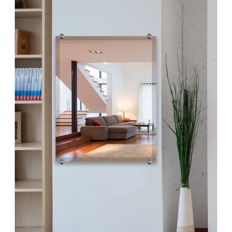 Mansell Beveled Frameless Wall Mirror, 30" H x 36" W, Chrome
