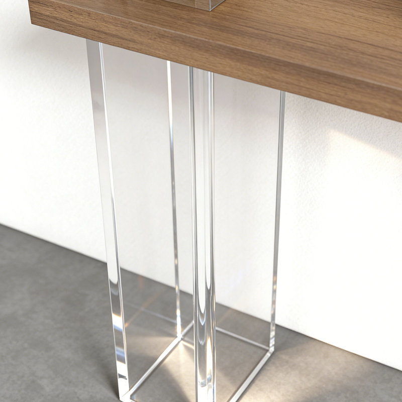 Console Minimalist, H 33,46 po x l 55,12 po x P 11,81 po, Brun / Transparent