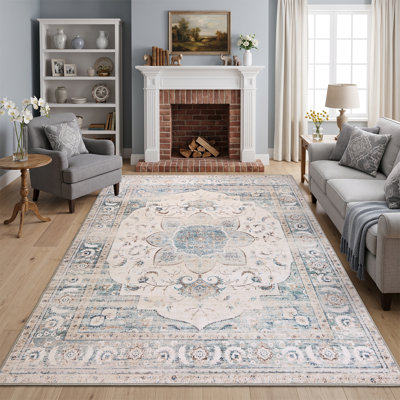 Rectangle Oriental and Vintage Look Flatweave Oushak Washable