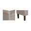 Banc de rangement rembourré beige avec siège rabattable, accoudoirs arrondis et pieds en bois massif