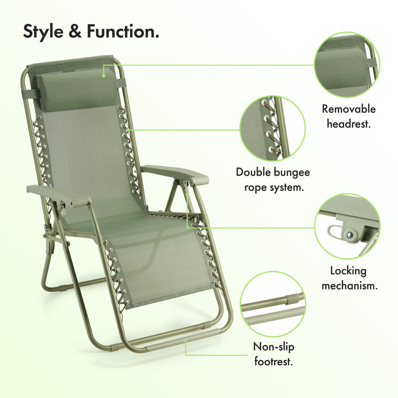 Verona Folding Zero Gravity Sun Lounger, Sage Green 