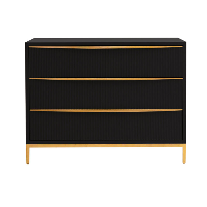 London 3-Drawers Cabinet In Antique White, Tricorn Black