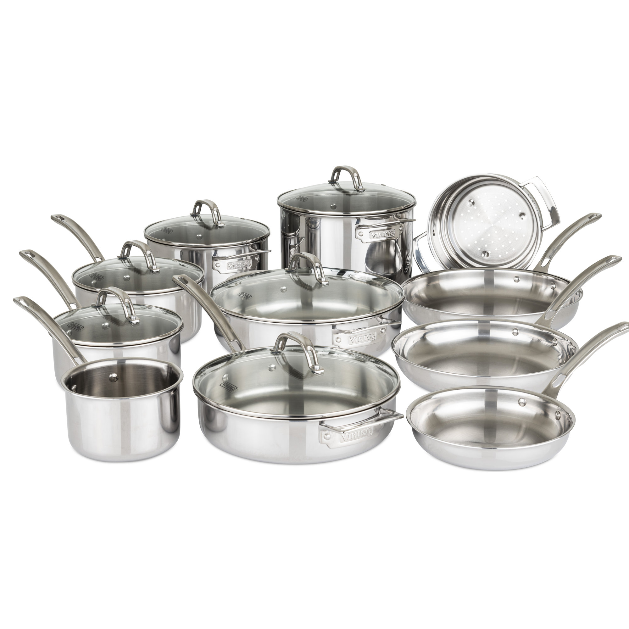 Viking 3-Ply 17 Piece Stainless Steel Cookware Set