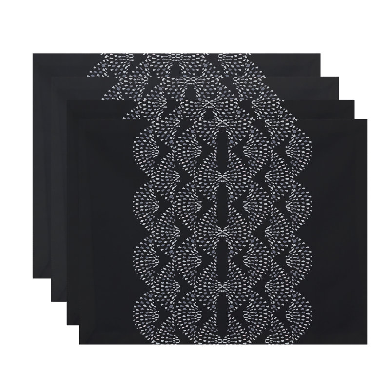 Ladwig Polyester Geometric Rectangle Placemat, Black