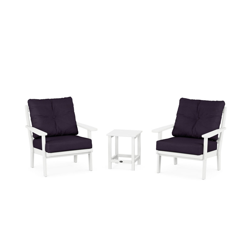 Cape Cod 3-Piece Deep Seating Set, Classic White, Navy Linen