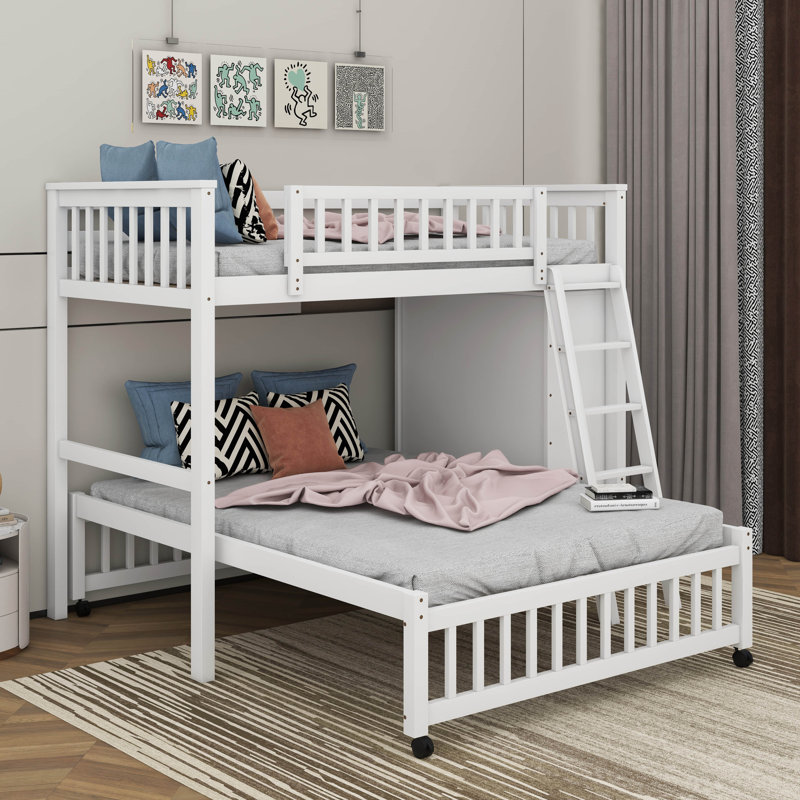 Twin Over Full Bunk Bed With Drawers, White