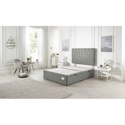 Etheral Side Opening Ottoman Storage Bed with Upholstered Headboard Tweed Fabric