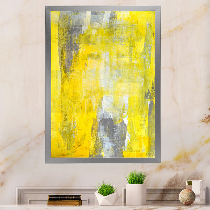 «Gray and Yellow Merging Abstract IV», reproduction d'art moderne et contemporaine sur toile, H 12 po x l 8 po x P 1,5 po