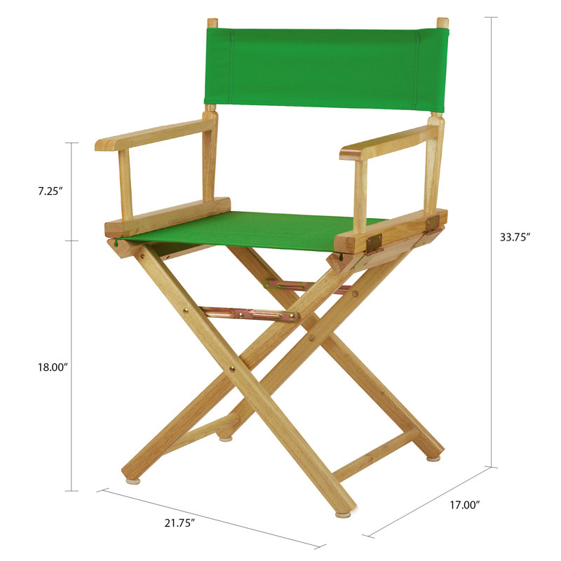 Chaise de réalisateur pliante 18 po, Naturel, Vert