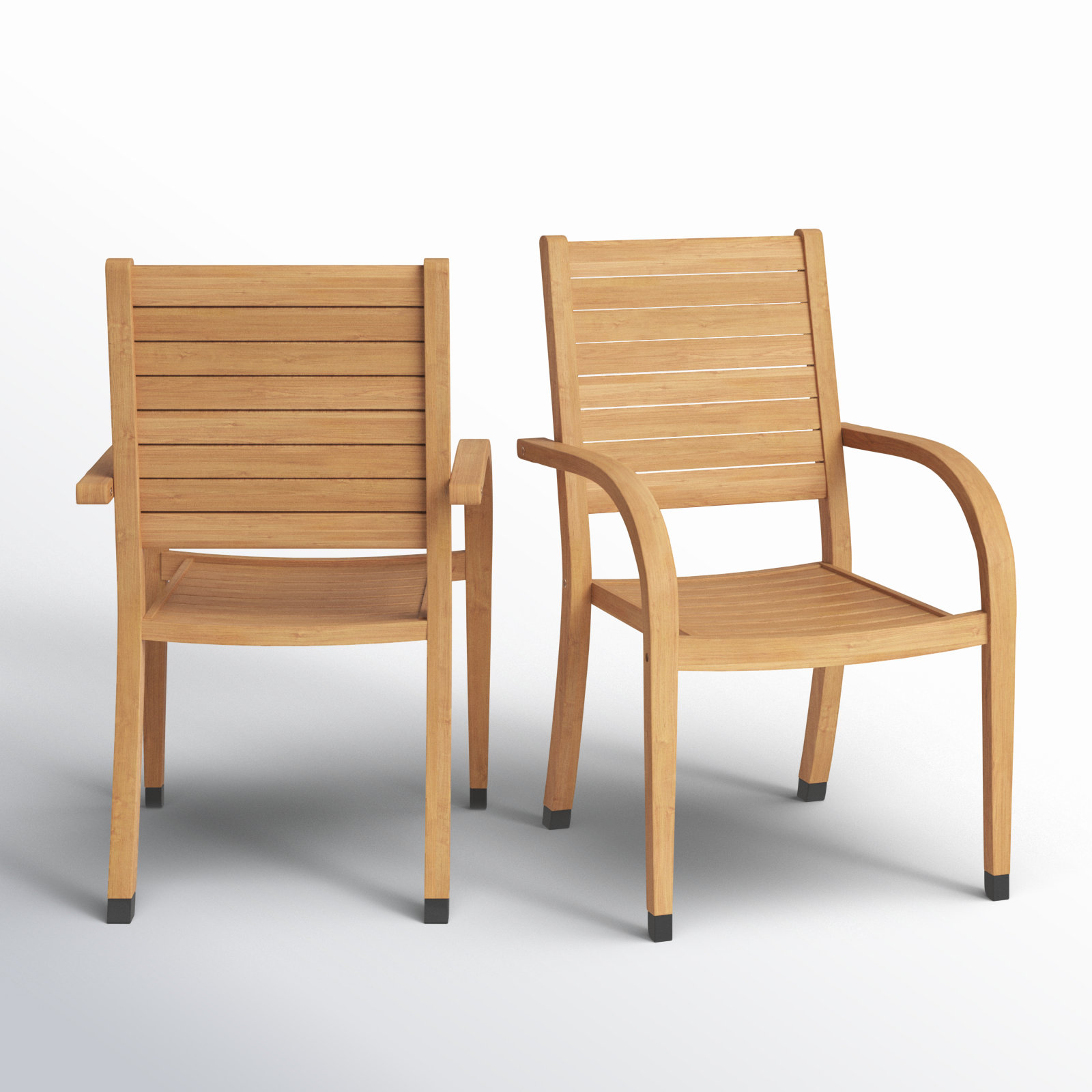 Alyisa Stackable Eucalyptus Patio Side Chair, Light Wood
