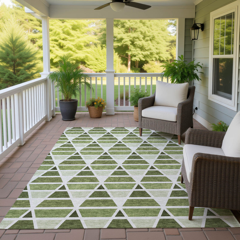 Machine Washable Indoor/Outdoor Chantille ACN2734 Geometric Rug, Fern, 10' x 14'