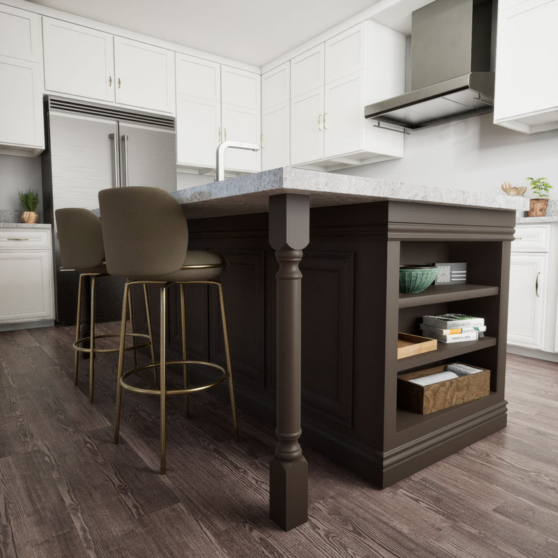 Unfinished Rubberwood Traditional Cabinet Column, 35.5" Height
