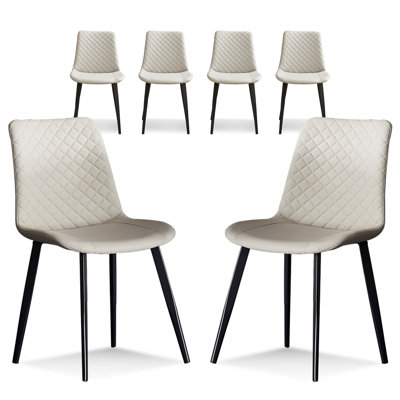 Leather Dining Chairs Set, Upholstered Leather Modern Kitchen Chair, Dining Room Chair With Metal Legs