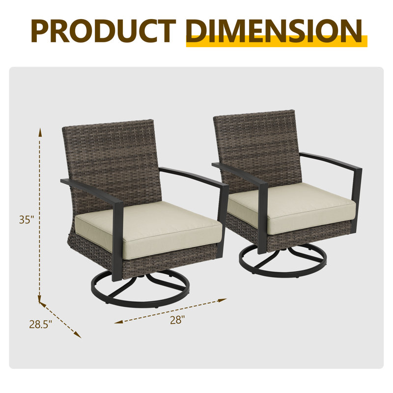 Chaises longues pivotantes avec coussins Shaylor, Tan