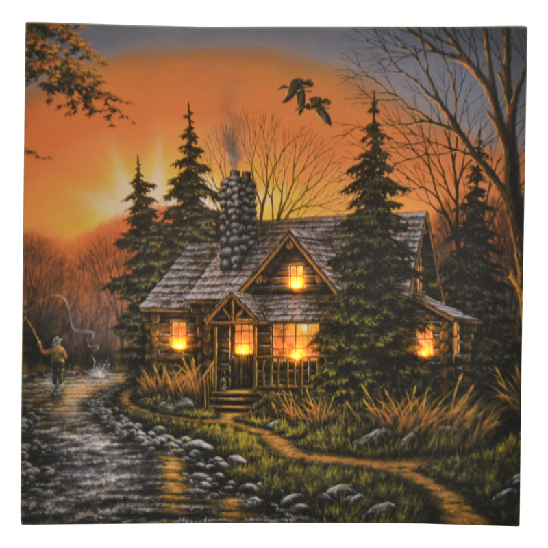 «Fisherman and Cabin», reproduction sur toile à DEL
