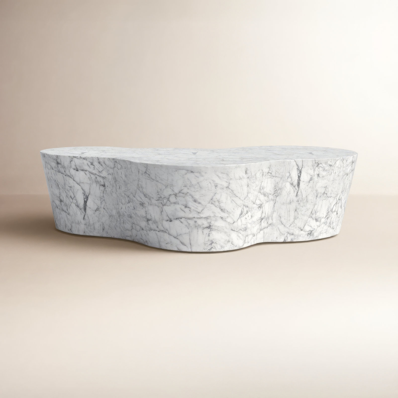 Solay 59" Coffee Table, White Marble