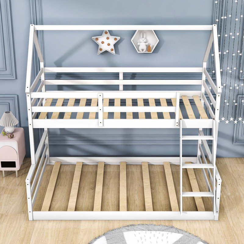 Lit superposé simple au-dessus d'une chambre double avec échelle intégrée Godana, Blanc