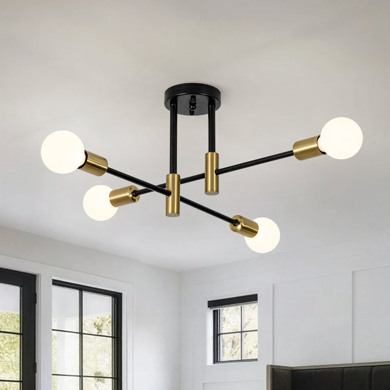 4-Light Sputnik Modern Linear Semi Flush Mount