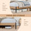 Structure de lit plateforme en rotin, tête de lit tissée Boho, support de lattes en bois robuste, aucun sommier tapissier requis, rangement sous le lit, grand-365602055