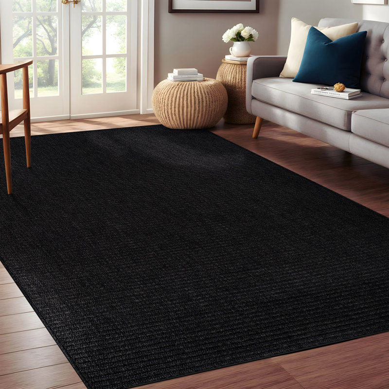 Tapis intérieur / extérieur, Rectangle 4 pi x 6 pi, Noir