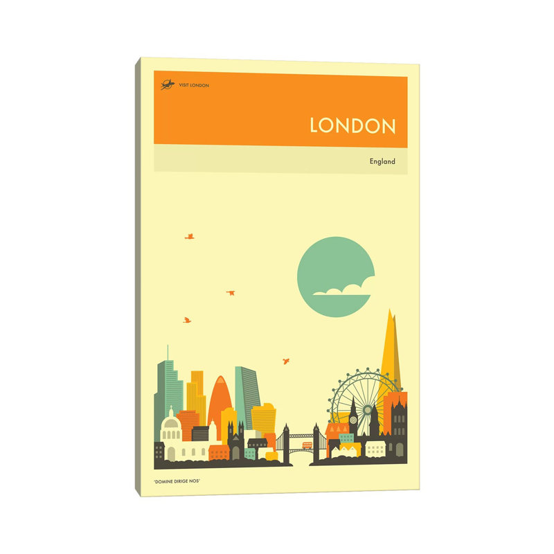 London Skyline II Jazzberry by Jazzberry Blue - Wrapped Canvas Print, 20.32 cm H x 30.48 cm W