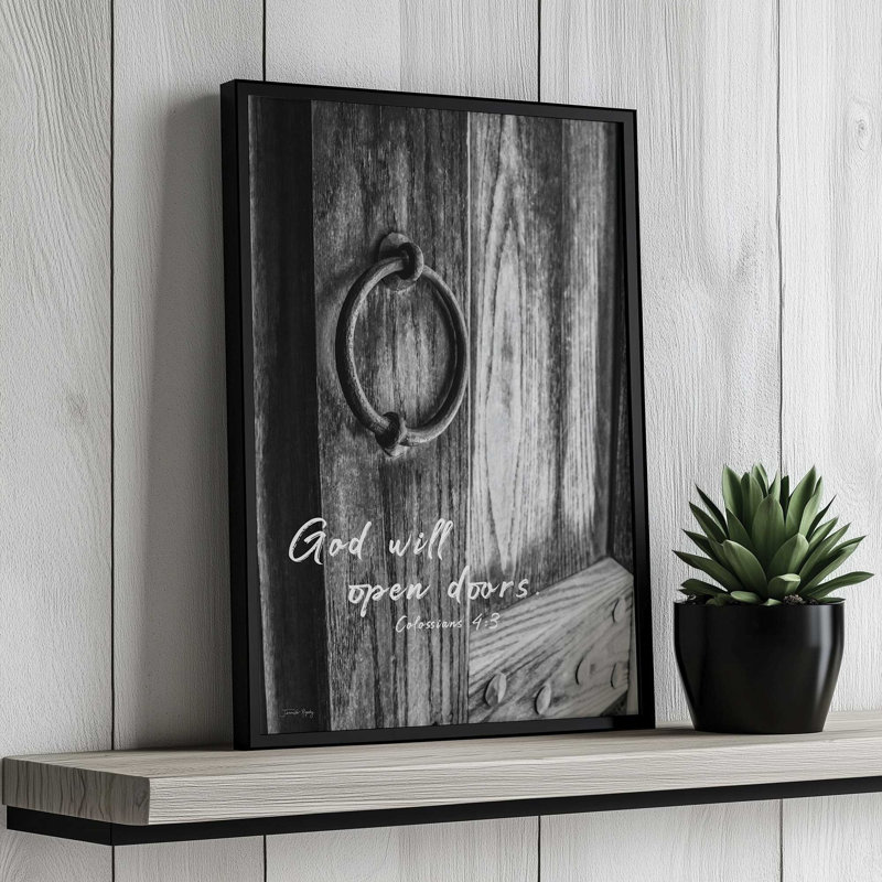 «God Will Open Doors» par Jennifer Rigsby, reproduction d'art, L 12 po x H 18 po, Blanc, Impression encadrée
