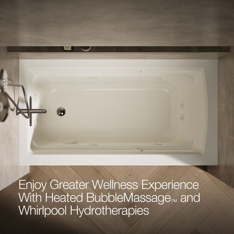 Archer® 60-in X 32-in Integral Apron Whirlpool  Heated Bubblemassage Air Bath with Left-hand Drain, Left, Biscuit