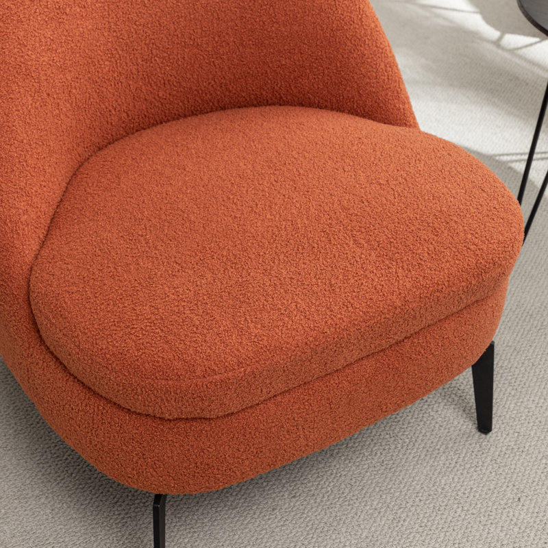 Fauteuil demi-tonneau rembourré Bula, Polyester orange