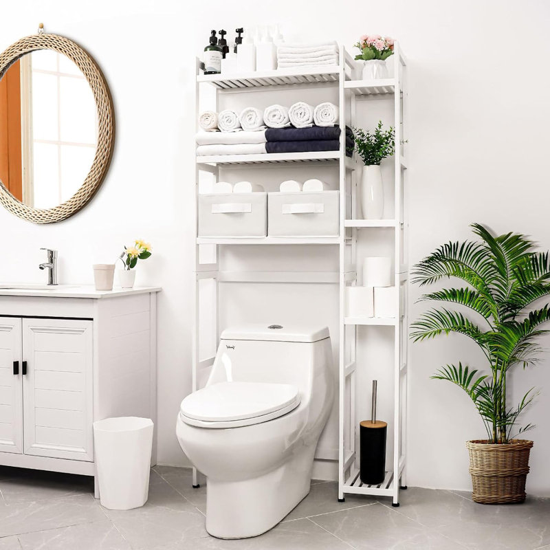 Rangement au-dessus de la toilette avec panier et tiroir