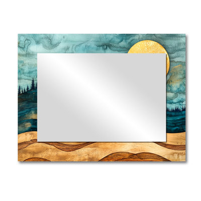 Sahara Landscape Amber River Colors II - Desert Accent Wall Mirror - Printed On Metal