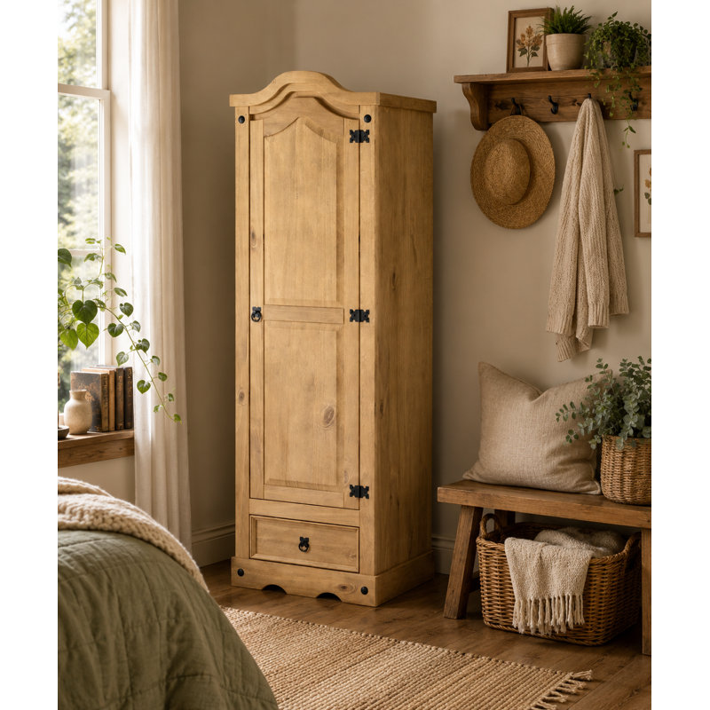 Harietta 1 Door Solid Wood Wardrobe