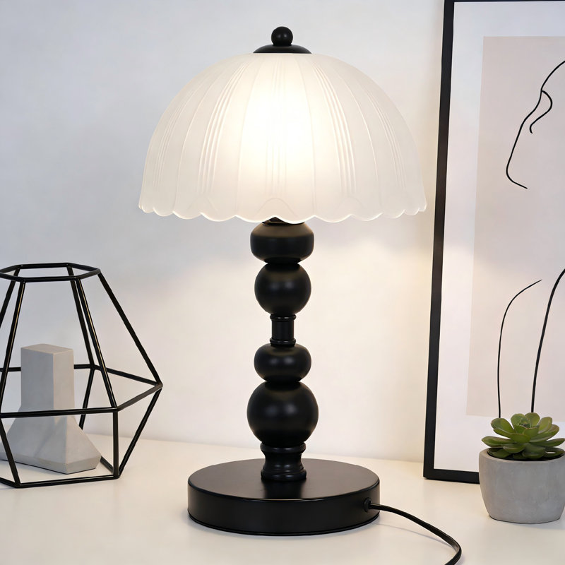 8" Vintage Table Lamp With Frosted Glass Dome Shade (Bulb Included)