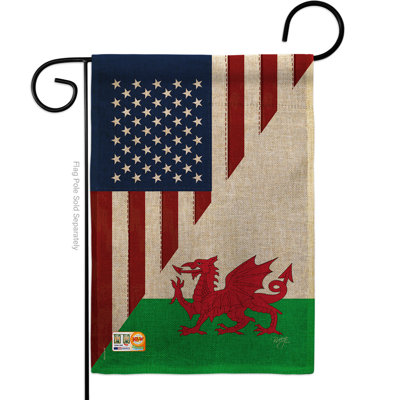 « american galles amitié », 2 faces 18,5 x 13 po drapeau de jardin