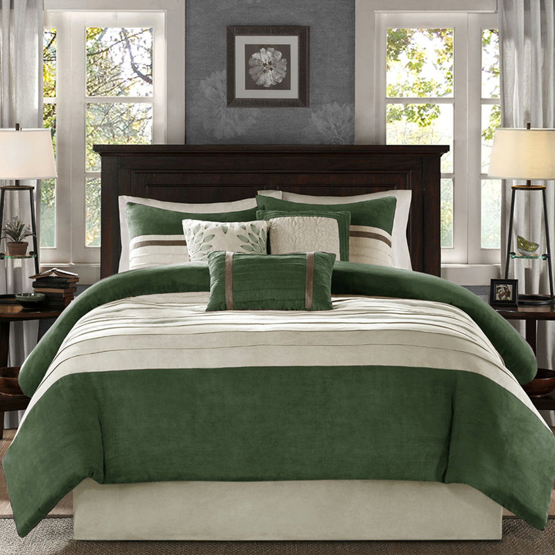 Édredon pour grand lit en faux suède - 7 pièces, microsuède, bourre douce au toucher, jupe de lit, lavable à la machine