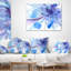 Grand coussin floral bleu à motif floral fractal