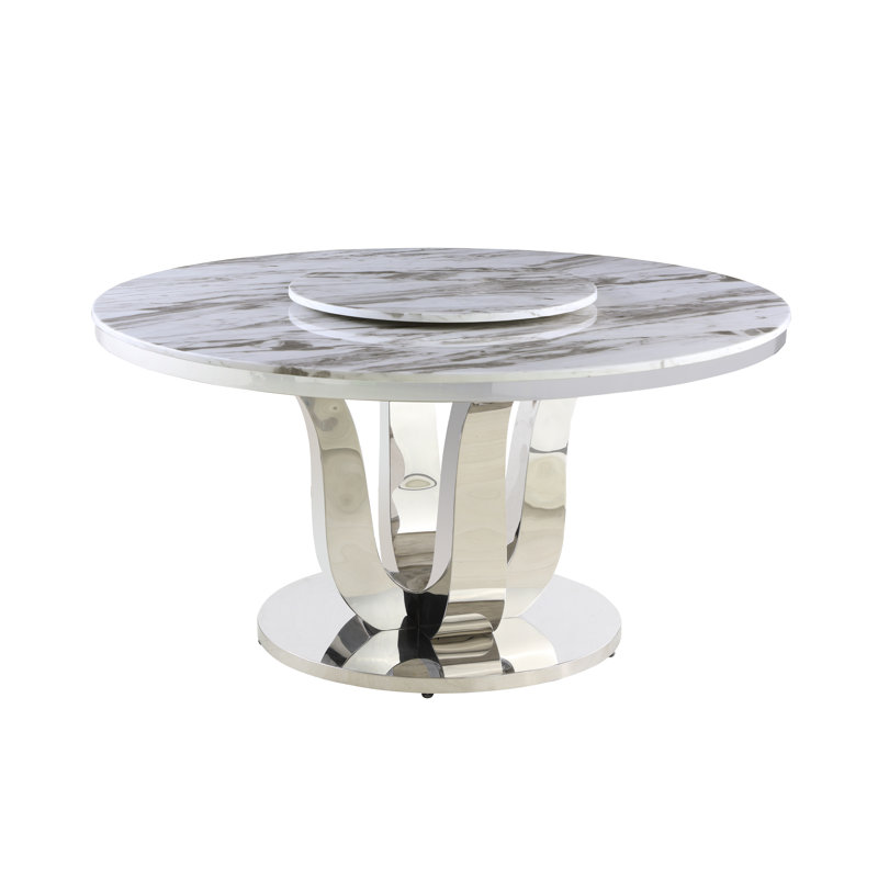 Bradly Round Marble Top Metal Base Dining Table
