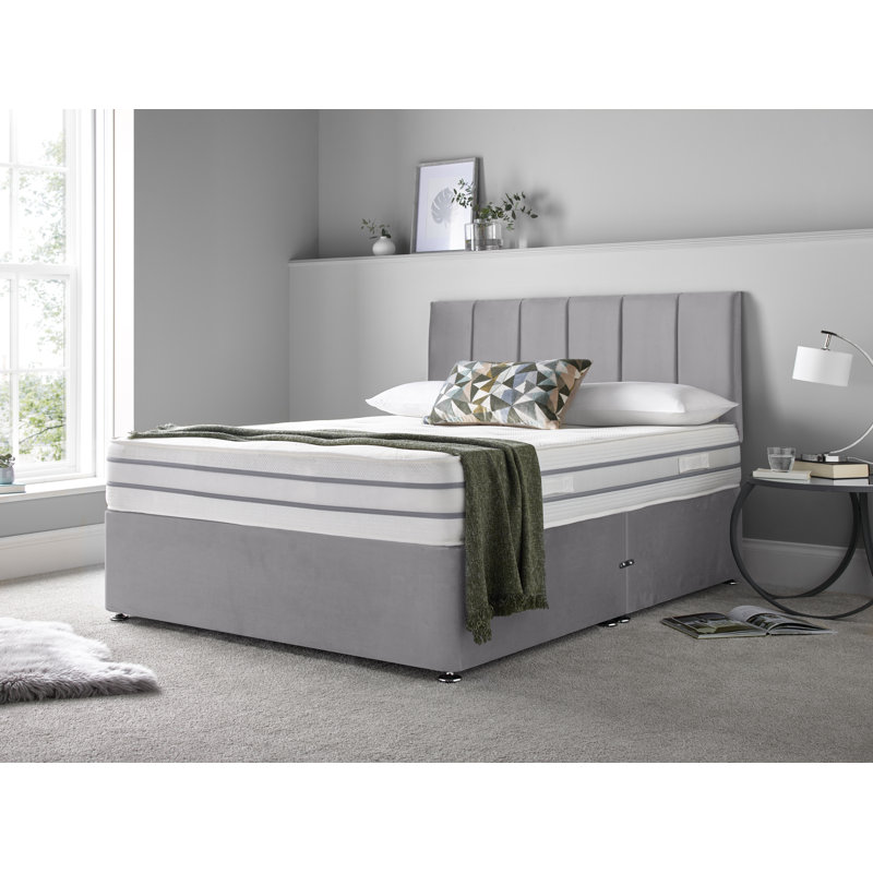 Jaonte Memory Foam Divan Bed Set, Charcoal, 4 Drawers, Kingsize (5')