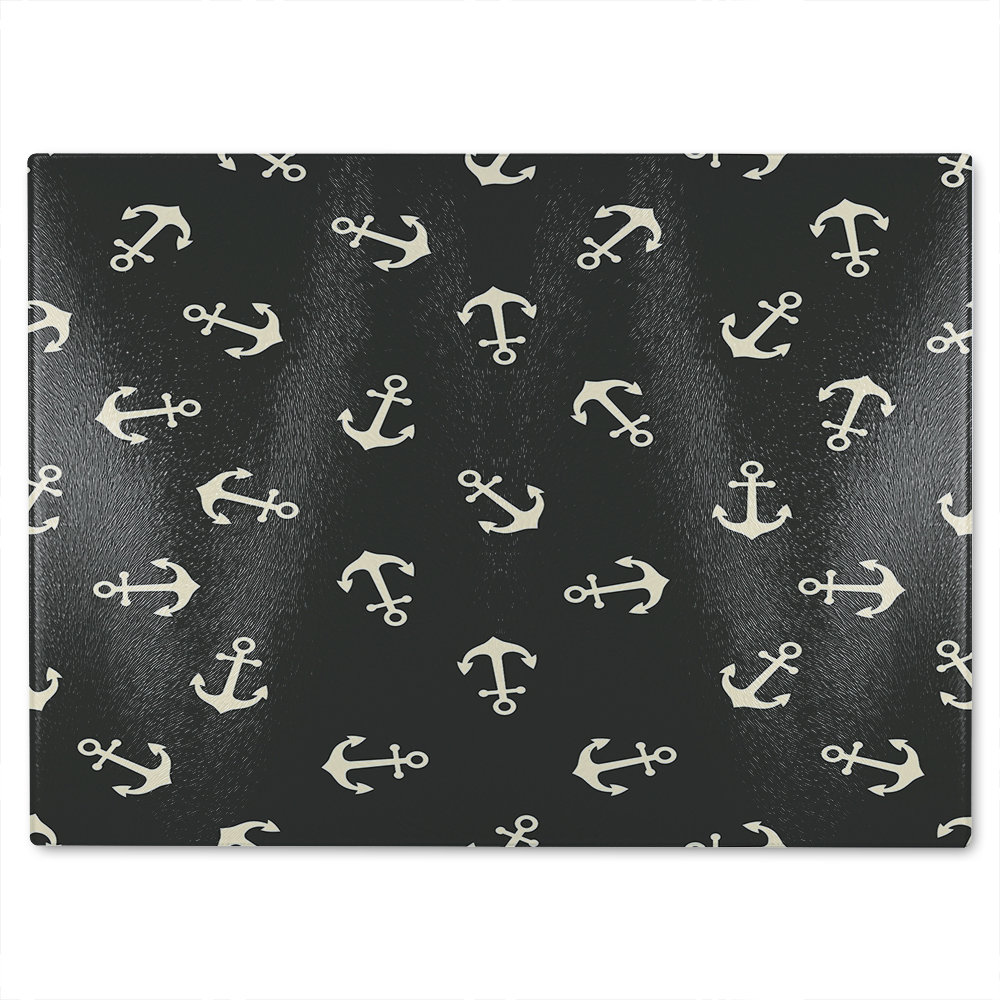 Anchors On Glass Chopping Board
