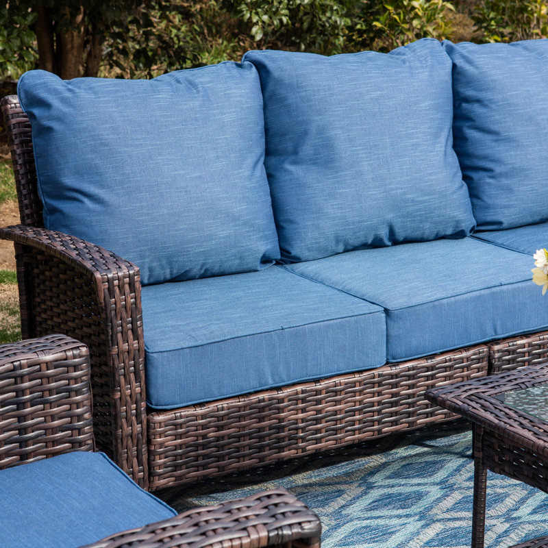 Nadilee Premium All-Weather Wicker - Person Patio Conversation Set with Cushions, Yes, Beige