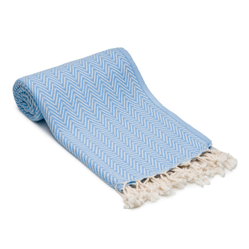Herringbone Turkish Cotton Towel Bundle, Sky Blue