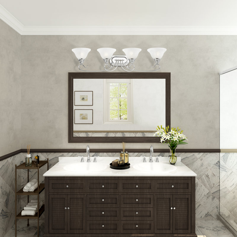 Éclairage pour salle de bain 4 lumières à intensité variable Aquala, Chrome