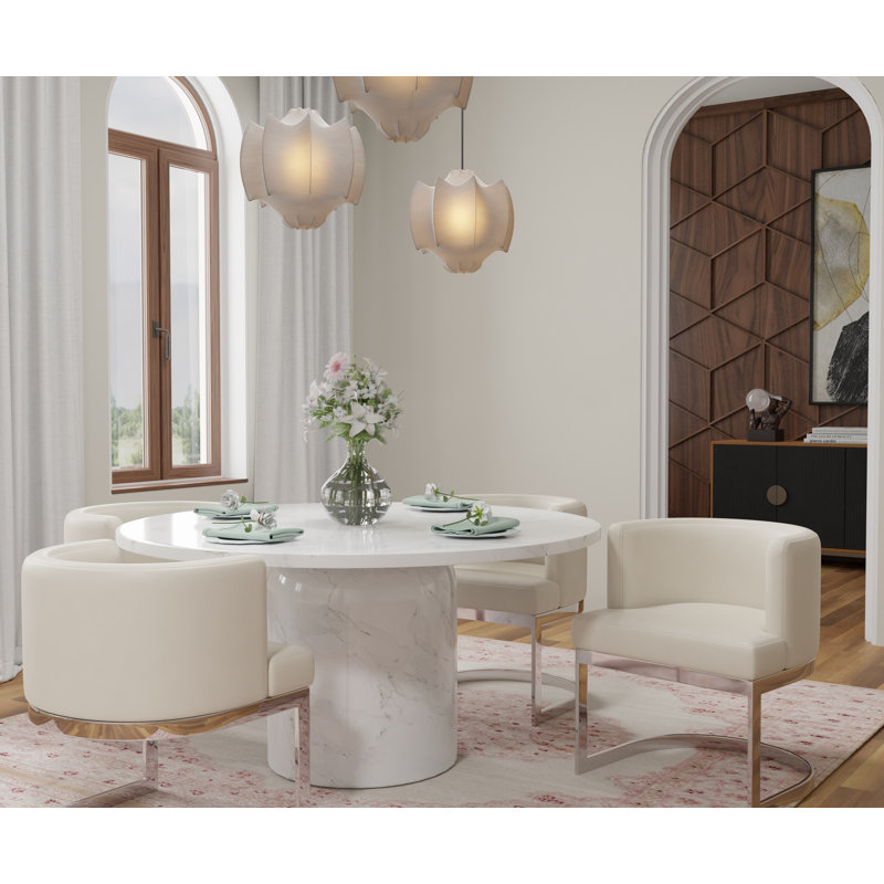 6-Piece Marble Dining Table Set, Gray